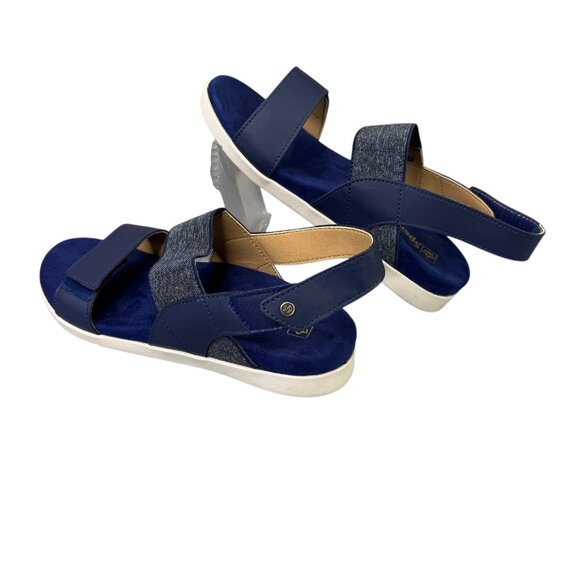 Spenco Sanabel Sandals Womens 8 Blue Suede Orthotic Adjustable Strappy Comfort - Picture 9 of 11